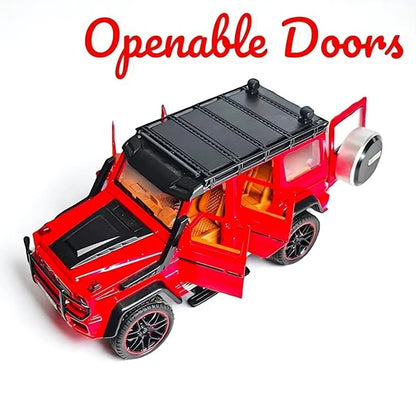 1:32 scale Mercedes Benz G63 AMG die-cast model car with pull-back function, sound, lights, and durable metal construction.