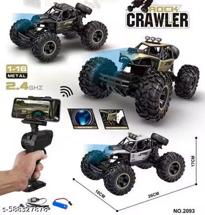 Aaron Toys 1:18 Remote Control Monster Car | 2WD Rock with 480p Camera, Mist Spray, Rechargeable Off-Road Metal Climbing Truck (Multicolor)