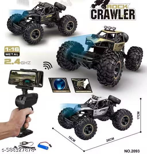 Aaron Toys 1:18 Remote Control Monster Car | 2WD Rock with 480p Camera, Mist Spray, Rechargeable Off-Road Metal Climbing Truck (Multicolor)
