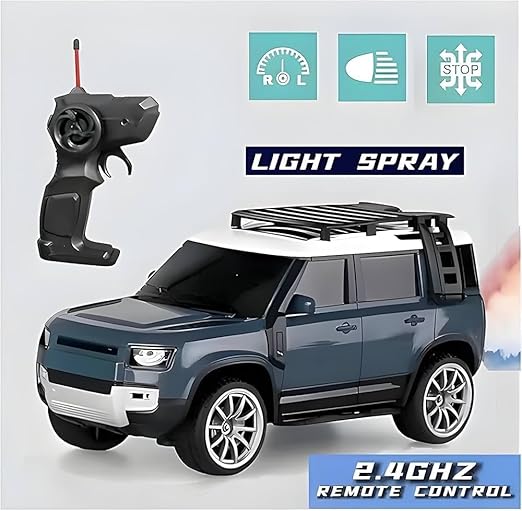 RC Defender SUV Car | 2.4GHz Remote Control Off-Road Vehicle | LED Light Spray RC Car for Kids